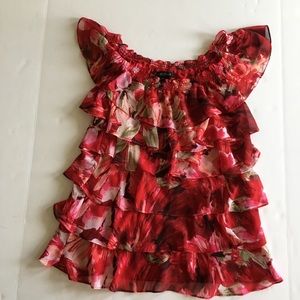 WHBM Women’s Size Medium Floral Ruffled Blouse